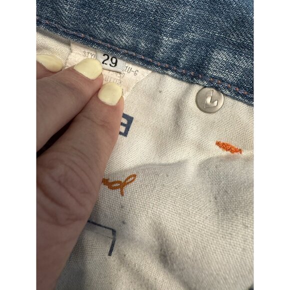 VTG 7 for all mankind jeans Light Wash Split Raw Hem USA Straight Leg Bootcut - Picture 12 of 13